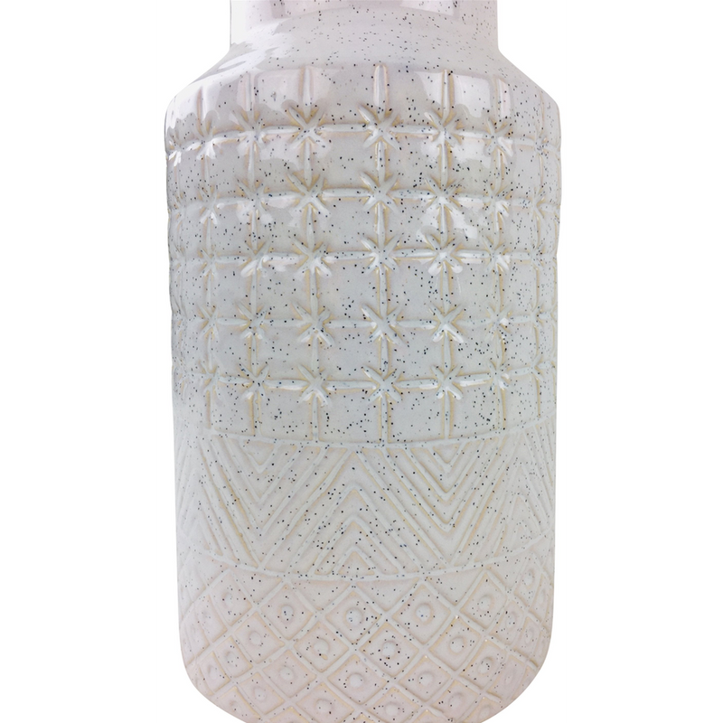 Premium White Star Textured Stoneware Vase - 30cm | Ships Fast!