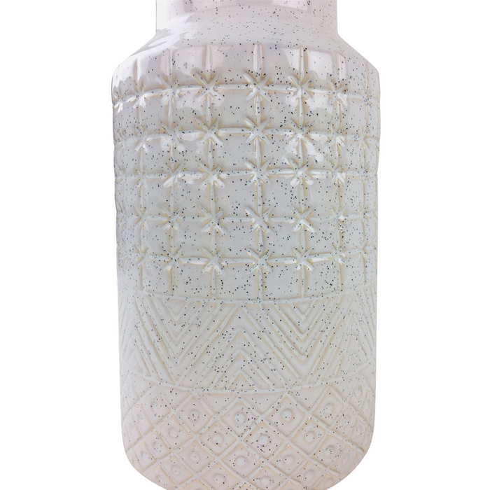 Premium White Star Textured Stoneware Vase - 30cm | Ships Fast!