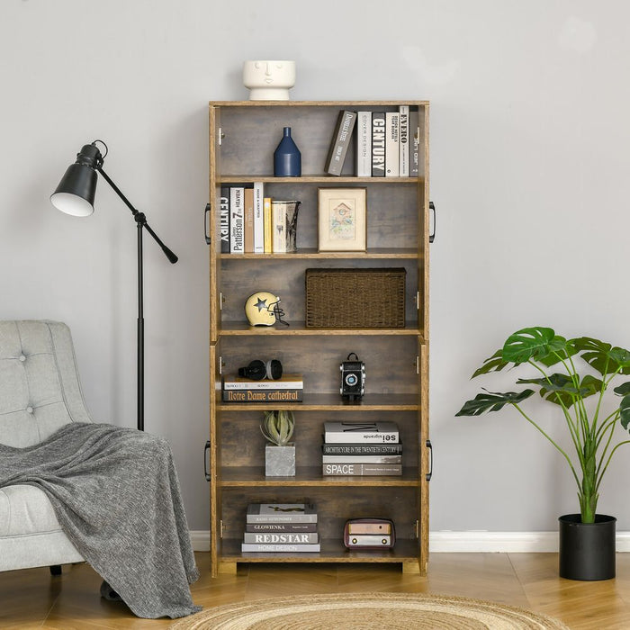 Farmhouse 4-Door Cabinet with Storage Shelves for Bedroom Rustic Wood