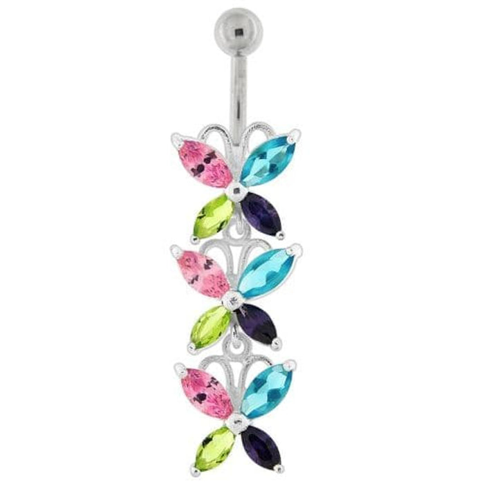 Top Quality Stone Fancy Jeweled Dangling Belly Ring