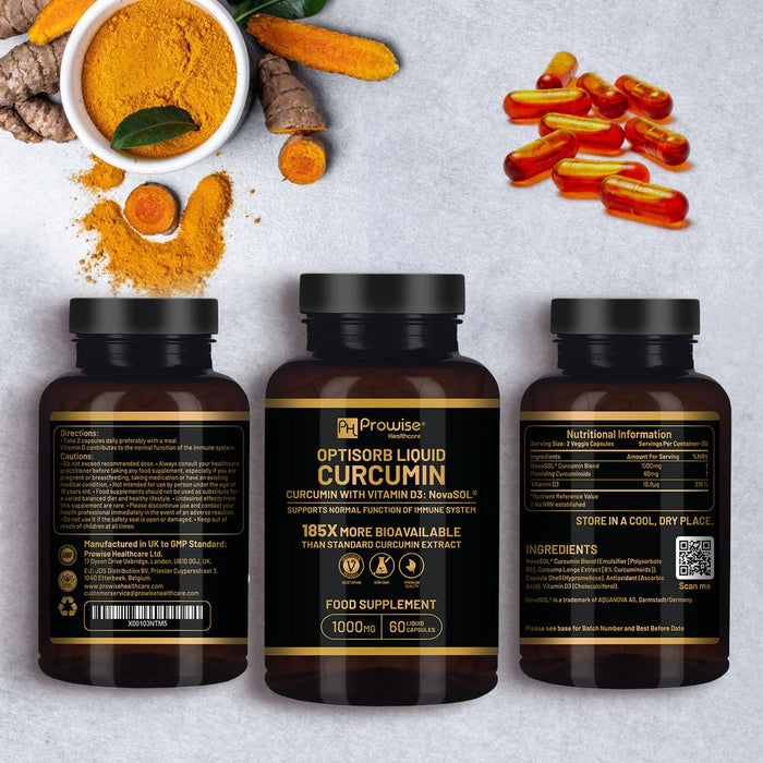 Optisorb Liquid Curcumin + Vitamin D - 60 Liqcaps