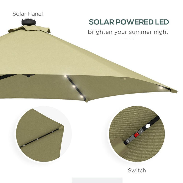 Outsunny 3m Cantilever Umbrella w/ Solar LED & Cover - Beige. Enhance your outdoor space with this high-quality garden parasol.