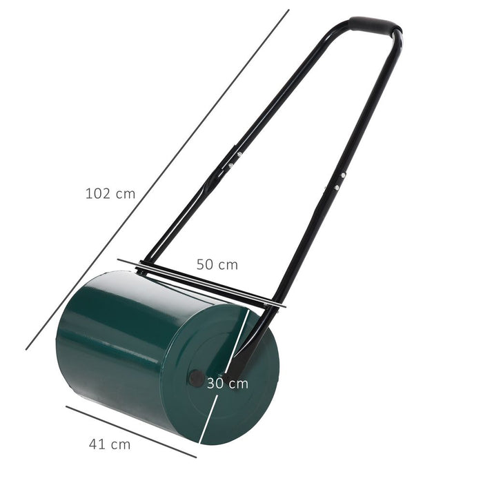 Outsunny 30cm Metal Lawn Roller-Deep Green - Flatten Your Garden with Ease