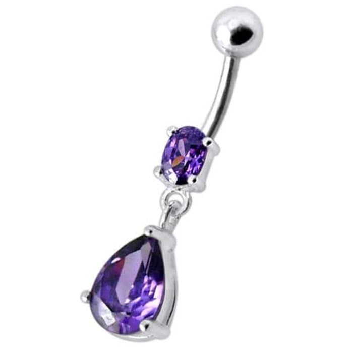 Fancy Tear Drop Jeweled Dangling Navel Ring