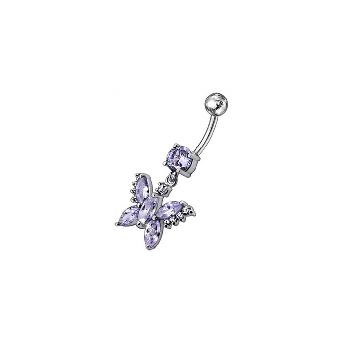 Jeweled Butterfly Dangling Belly Button Ring