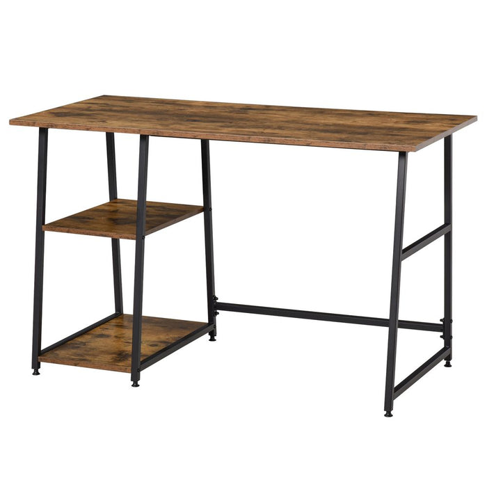 Writing Desk Working Station Home Office Table with 2 Shelves Steel Frame