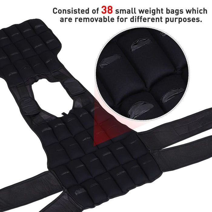 High-Quality 10KG Adjustable Weight Vest for Running, Gym Training, and Weight Loss, Black