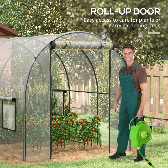 Outsunny 3 x 2 x 2m Polytunnel Greenhouse with Door, Windows, Steel Frame