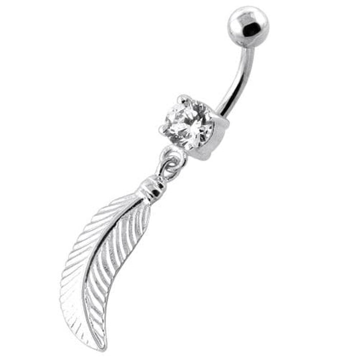 Linear Leaf cute belly button ring