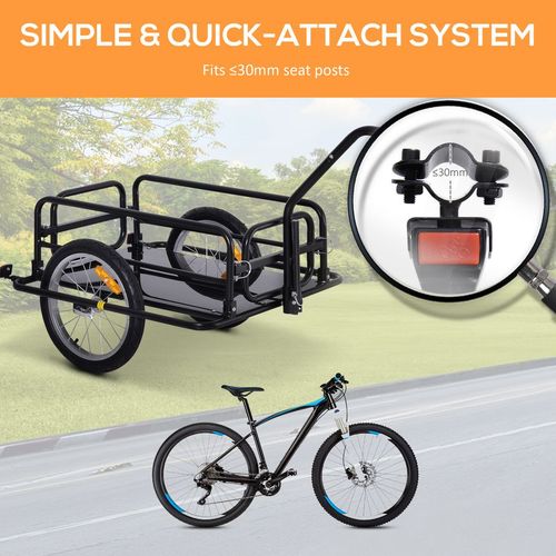 Folding Bicycle Cargo Storage Cart and Luggage Trailer with Hitch HOMCOM
