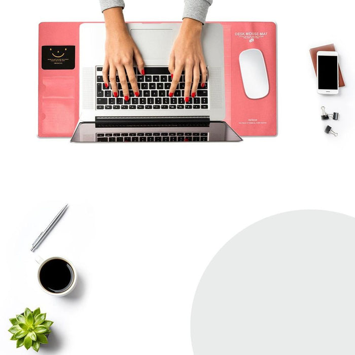 AQ Multifunctional Pink Office Desk Mouse Mat: Eco-friendly, PVC+DS Material - Calendar, Phone Holder & More!