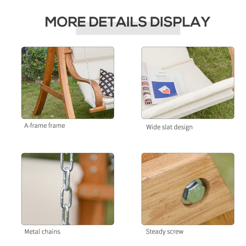 Outdoor Wooden Porch Swing Chair - A-Frame Wood Log Swing Bench - Best Quality & Comfort - Free Shipping!