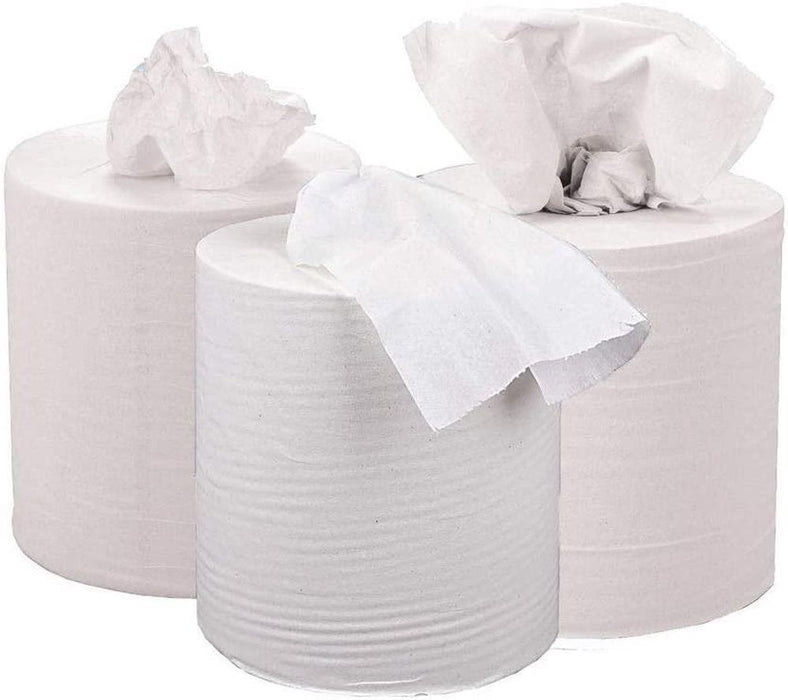 ASPECT Kitchen Rolls Centrefeed (6 Rolls, White) | 2 Ply Embossed Pattern Paper Towels | Strong and Absorbent Tissue Paper | UK Supplier | Wipe Away | Perfect for Commercial & Kitchen Use