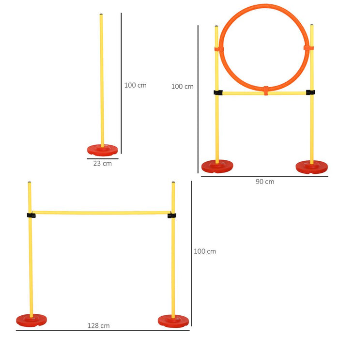 PawHut Dog Agility Equipment Training Portable Obstacle for Pet w/Adjustable Hurdles, Jumping Ring, Weave Poles