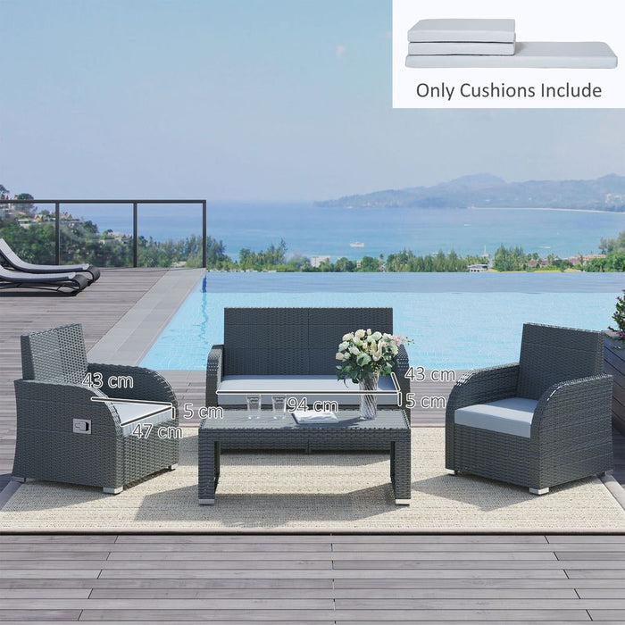 Premium Rattan Seat Cushions- Set of 3, Grey- Enhance Your Outdoor Comfort