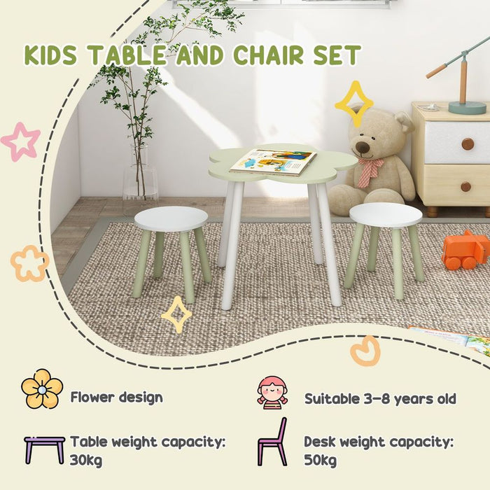 ZONEKIZ Kids Table and Chair Set, Flower Design, for Ages 2-5 Years - Yellow