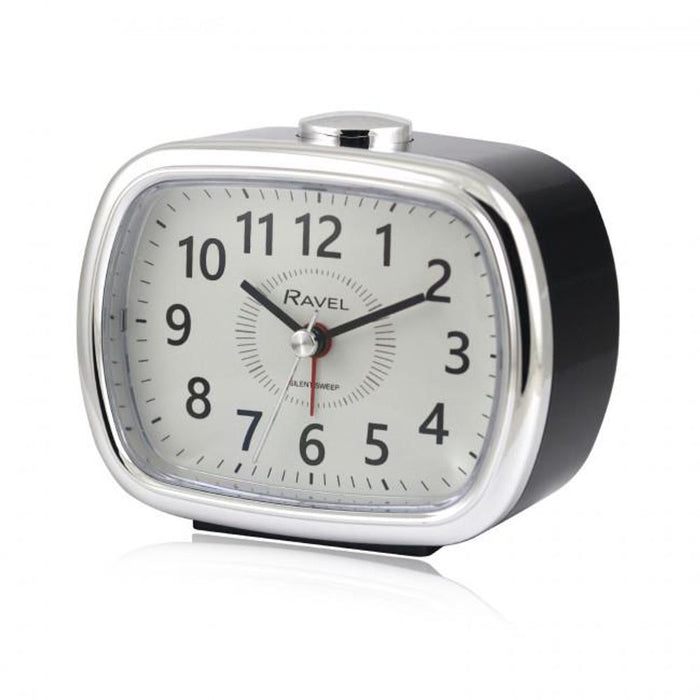 Ravel Quartz Alarm Clock - Black / Silver RC042.3C