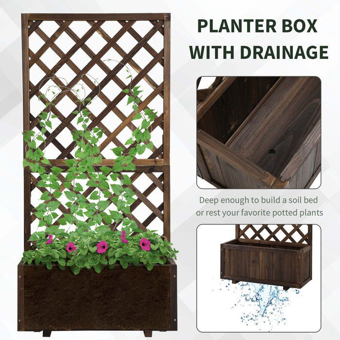 Premium Wood Garden Planter with Trellis for Climbing Plants - High-Quality Outdoor Decor and Planting Solution