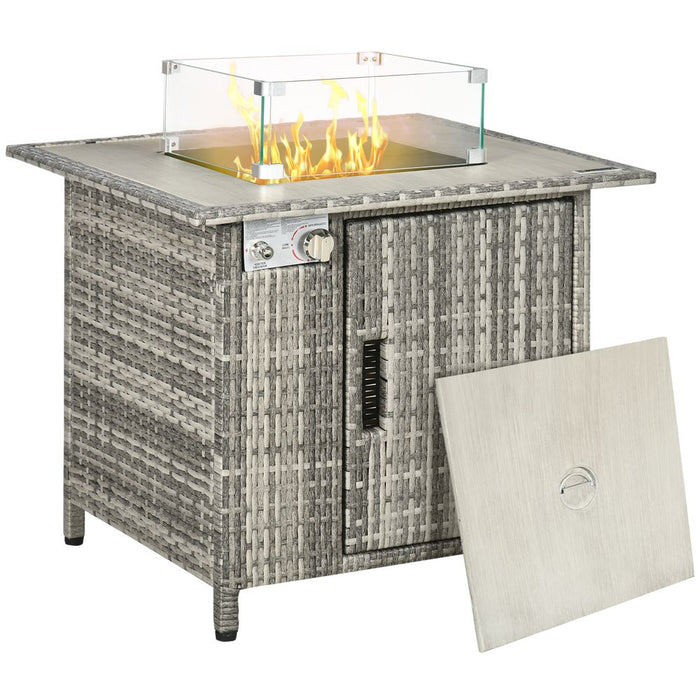 Premium Outsunny Gas Fire Pit Table | Rain Cover, Windscreen & Lava Stone | 50,000 BTU