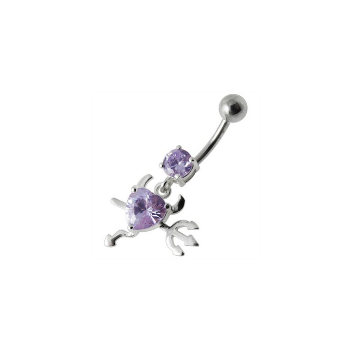 Jeweled Devil heart Dangling Belly Ring