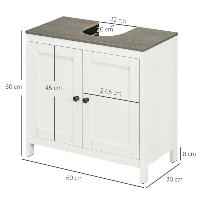 Freestanding Bathroom Under Sink Cabinet w/ Doors Adjustable Shelf, White