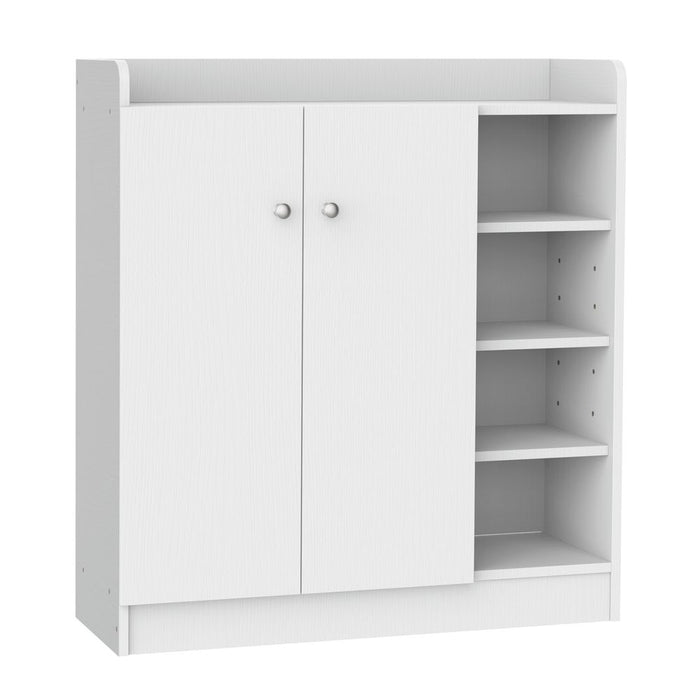 Premium Shoe Storage Cabinet - Adjustable Shelves, Sleek White Design