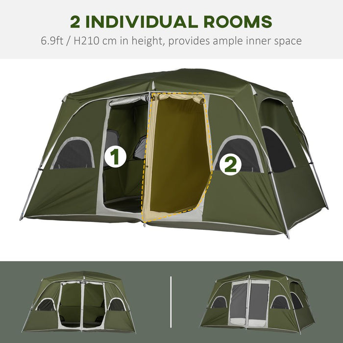 Spacious 4-8 Person Camping Tent, Easy Set Up, Green - Outsunny