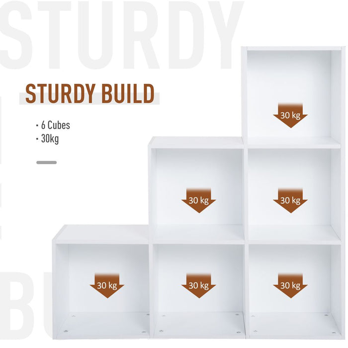 Premium White Storage Cabinet: 6 Cubes, Closet Organiser, 3-Tier Shelf