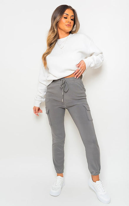 Trendy Fleece Lined Cargo Trouser with Drawstring