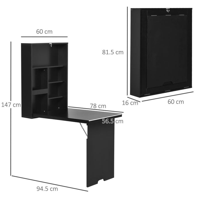 Folding Wall-Mounted Drop-Leaf Table - Multifunction Black - Quality Guaranteed