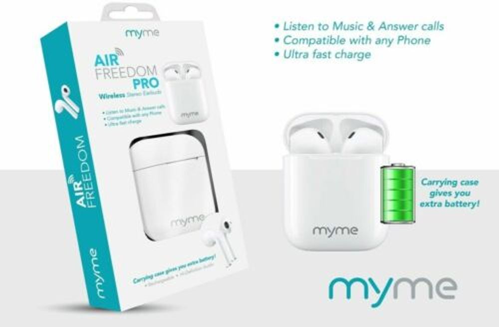 MyMe Air Freedom Pro Wireless Stereo Earbuds & Charging Case - Top Sound, Active Noise Cancellation - Compatible with iOS & Android