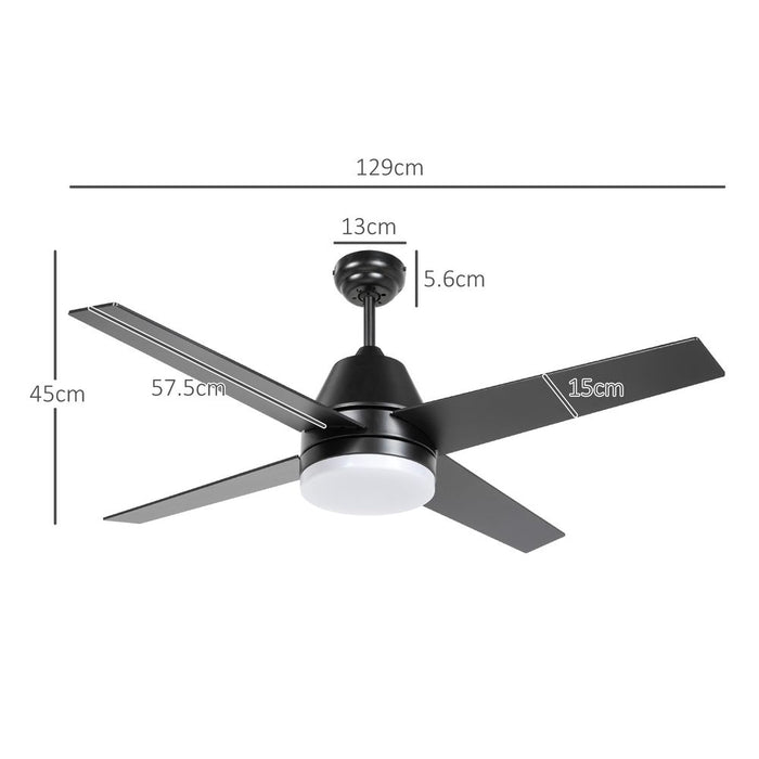 Premium HOMCOM Ceiling Fan w/ Light, Remote - Black & Brown | Best Quality, Reversible Motor, LED Lighting