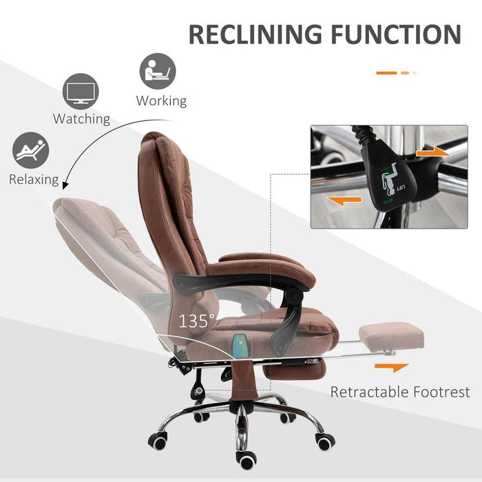 Ultimate Relaxation Vintage Heated Massage Office Chair | 6 Vibration Points | Brown