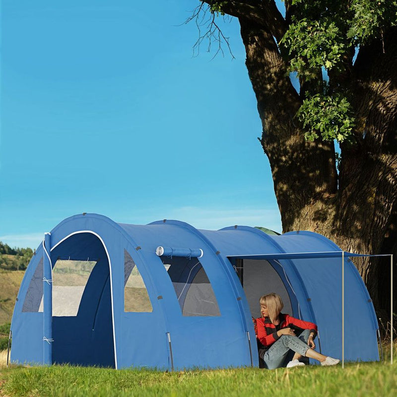 High-Quality 5-6 Man Family Tent with Two Rooms, Floor & Carry Bag