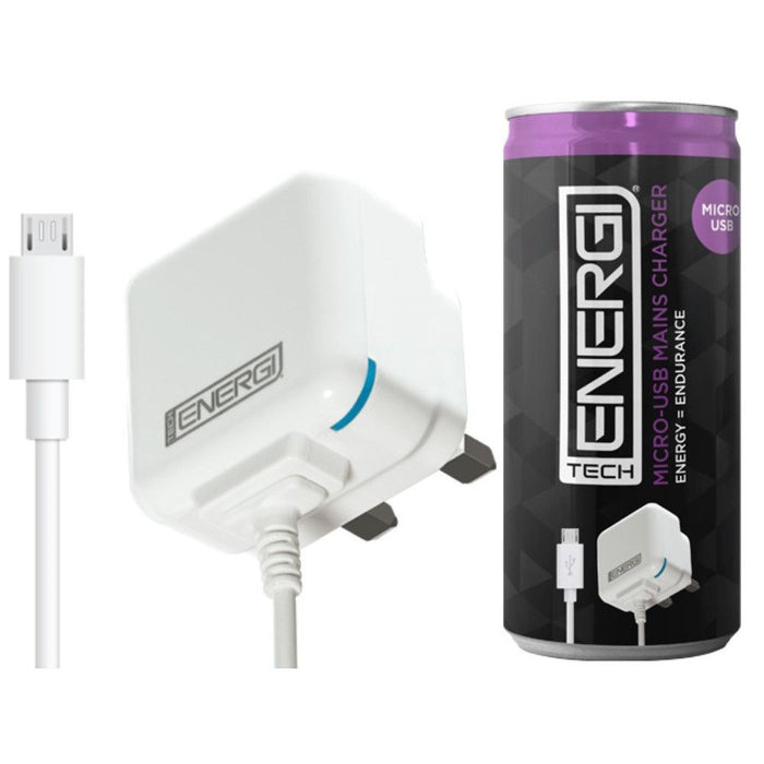 Tech Energi Micro-USB Mains Charger 1Amp - White | Lifetime Warranty