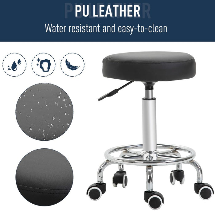 Comfortable Adjustable Stool PU Leather with Footrest - Professional Quality