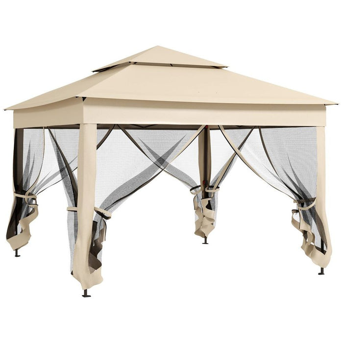 Premium Outsunny Garden Folding Tent - Heavy Duty Pop Up Gazebo for Parties, Weddings & Events - Cream