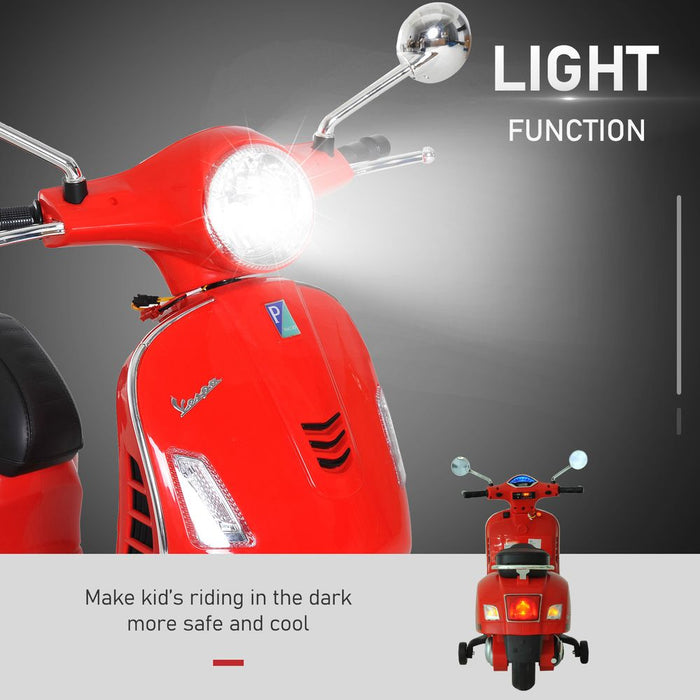 Kids Ride On Licensed Vespa Motorcycle 6V Boys Girls Music LED Lights