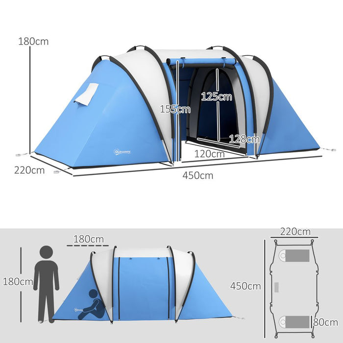 Outsunny 2 Bedroom Camping Tent with Living Area, 3000mm Waterproof