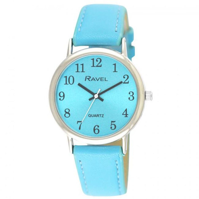 Ravel Ladies Classic Brights Leather Strap Watch - Bright Blue