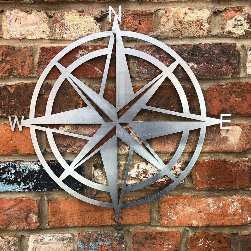 Rusty Metal Compass Garden Decoration - Perfect for Home, Office, Shop, Pub, Cafe, Bar, or Vintage Wedding