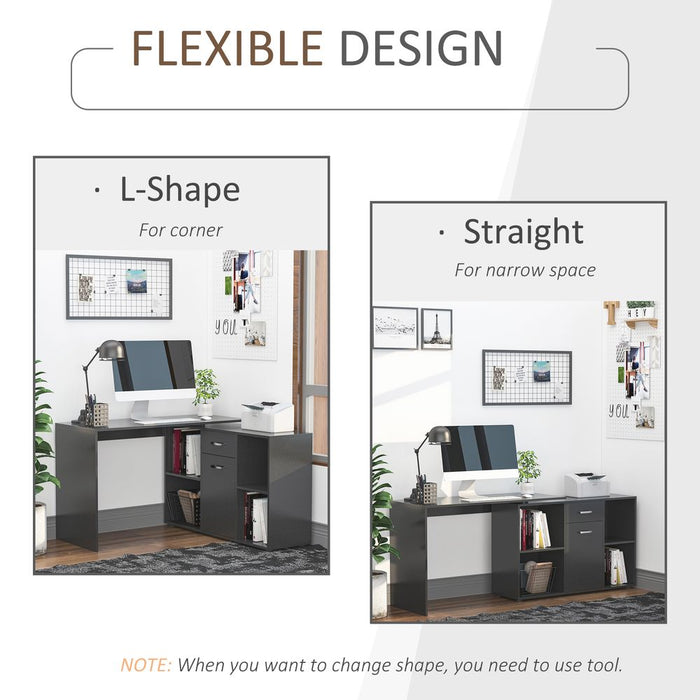 Dual-use Adjustable Large L-Shaped Computer Desk Laptop Workstation