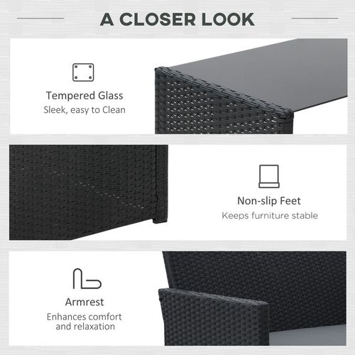 4pc Patio Garden Rattan Wicker Sofa 2-Seater Loveseat Chair Table Black