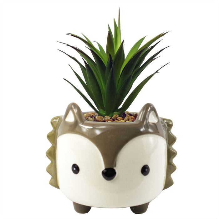 10cm Ceramic Grey Fox Planter