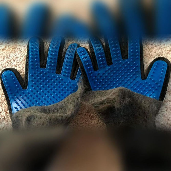 Cat And Dog Grooming Gloves 1 Pair - Blue