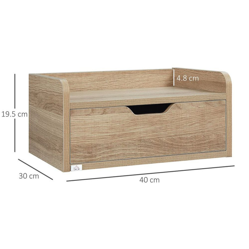 HOMCOM Floating Nightstand Set - Wall Mounted Bedside Table with Drawer - Pack of 2