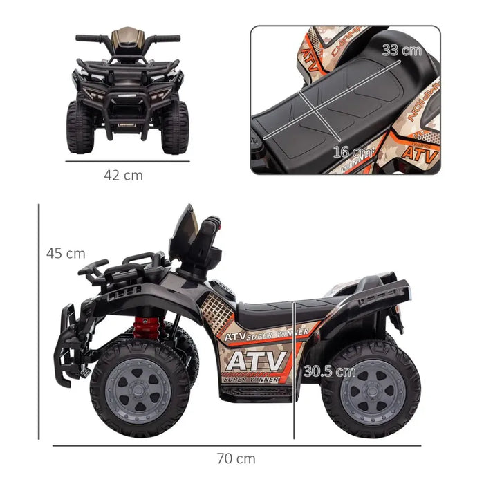 High-quality, Electric Kids ATV Car with Music - Safe and Fun for 18-36 months - Black