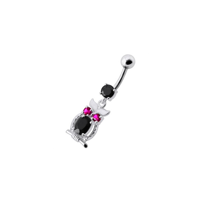 Jeweled Owl Dangling Navel Bar