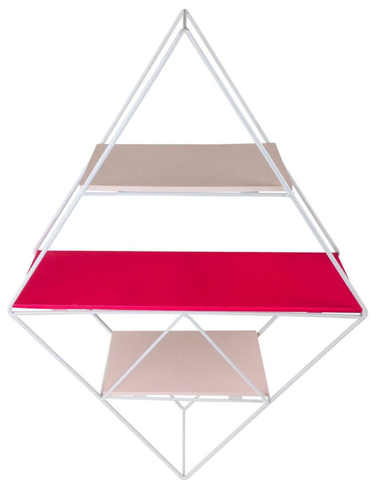 Pink Wire Geometric Shelf: Unique and Stylish Storage Solution for Any Space - High-Quality MDF Material - Wall Mountable - W40.5cm x D20.5cm x H60cm