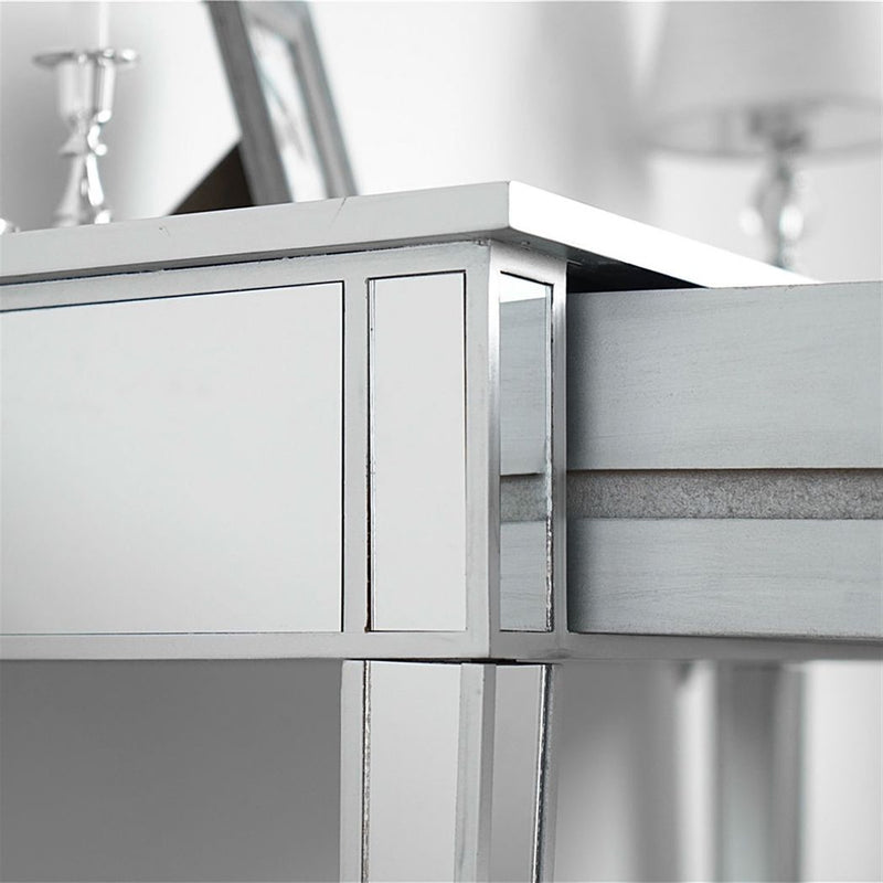 Mirrored Makeup Table Desk Vanity for Women with 2 Drawers